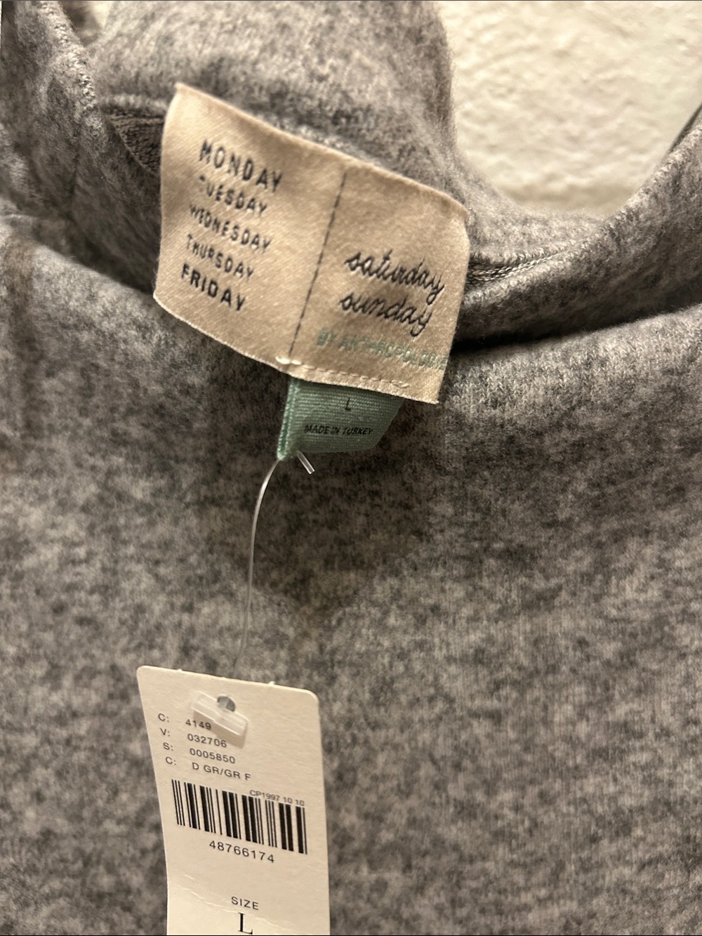 ⭐️ANTHROPOLGIE⭐️SATURDAY SUNDAY NWT Women's Gray Cowl Neck Pullover Sweater - Picture 2 of 7